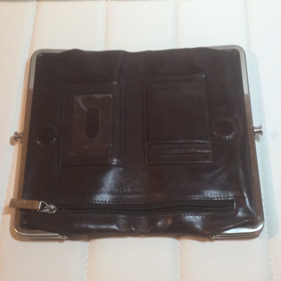 EUC Dark Brown Hobo Lauren Wallet Clutch with Silver Trim - Picture 3 of 16